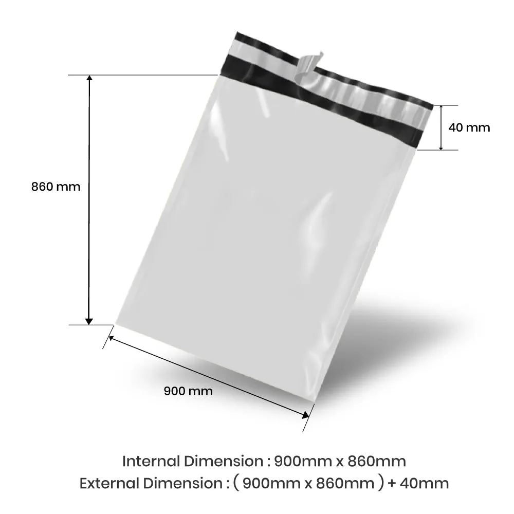 Wholesale 2,000pcs 900mm x 860mm   40mm Poly Mailing Courier Satchels - White