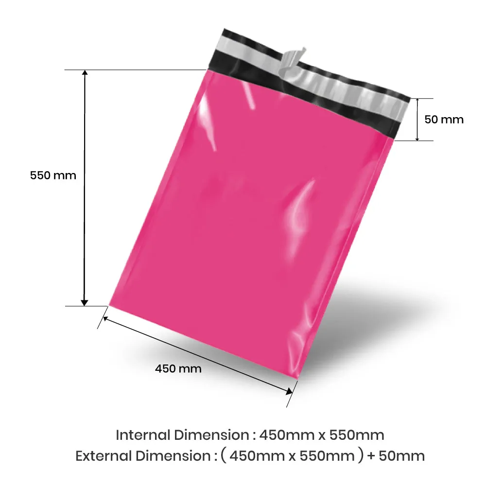 Wholesale 5,000pcs 450mm x 550mm   50mm Poly Mailing Courier Satchels - Pink