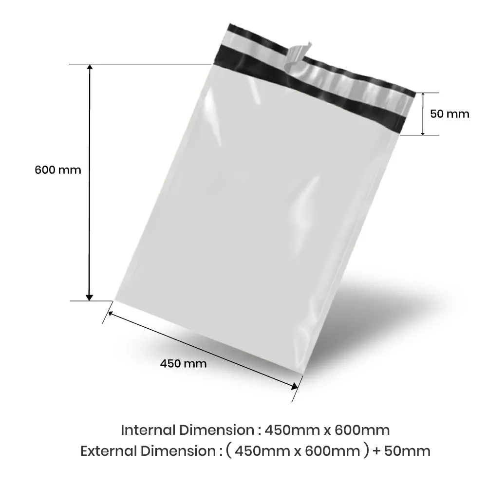 Wholesale 5,000pcs 450mm x 600mm   50mm Poly Mailing Courier Satchels - White