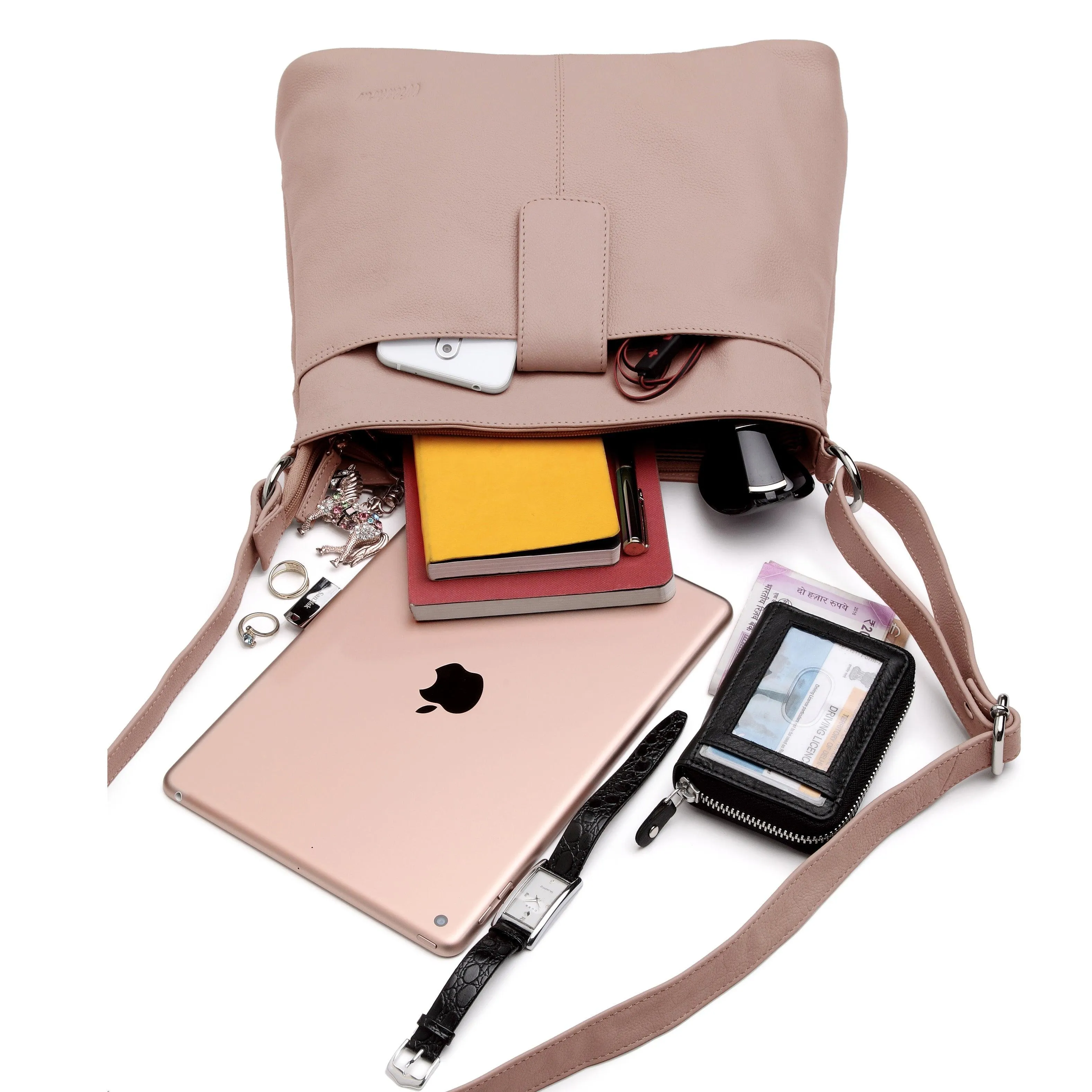 WILDHORN® Upper Grain Genuine Leather Ladies Sling Bag | Cross-body Bag | Hand Bag | Shoulder Bag with Adjustable Strap for Girls & Women