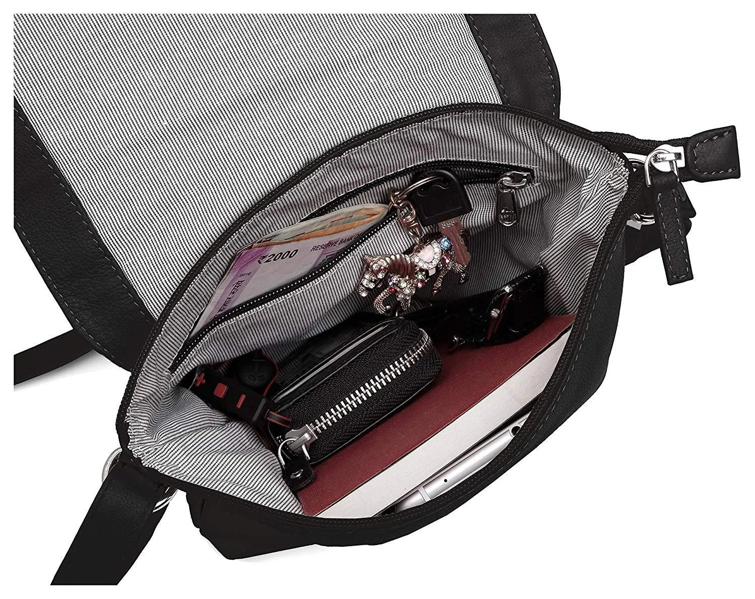 WildHorn® Upper Grain Genuine Leather Ladies Sling bag | Cross-body Bag with Adjustable Strap for Girls & Women.