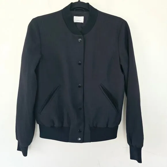 Wilfred Poussin Bomber Vintage-feel Bomber Jacket Black Women's Size S