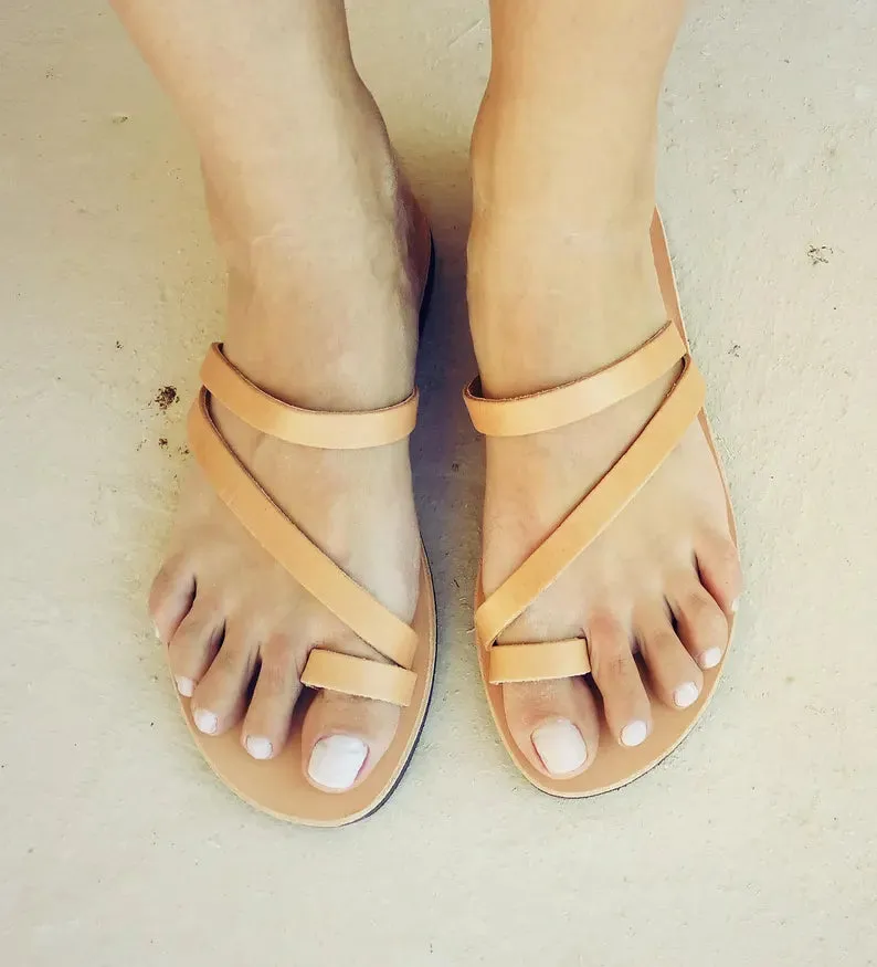Womens leather sandals with straps