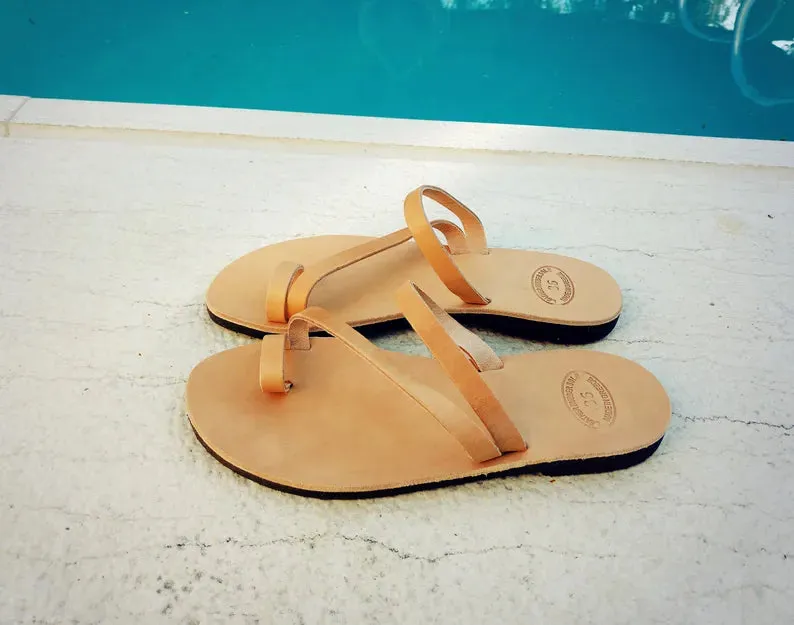 Womens leather sandals with straps