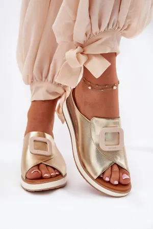 Women's leather yellow sandals