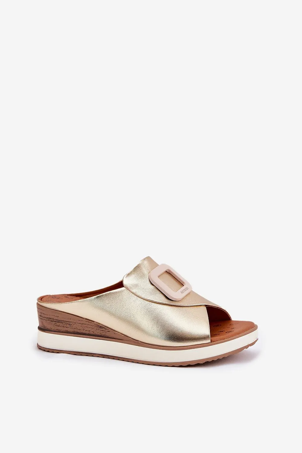 Women's leather yellow sandals