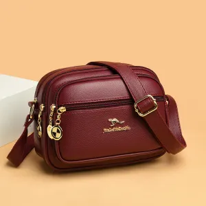 Women's Simple Soft Leather Send Mother Portable Shoulder Bags
