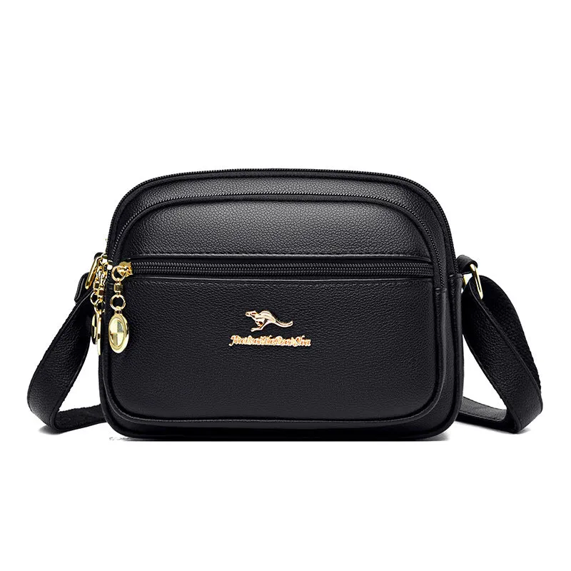 Women's Simple Soft Leather Send Mother Portable Shoulder Bags