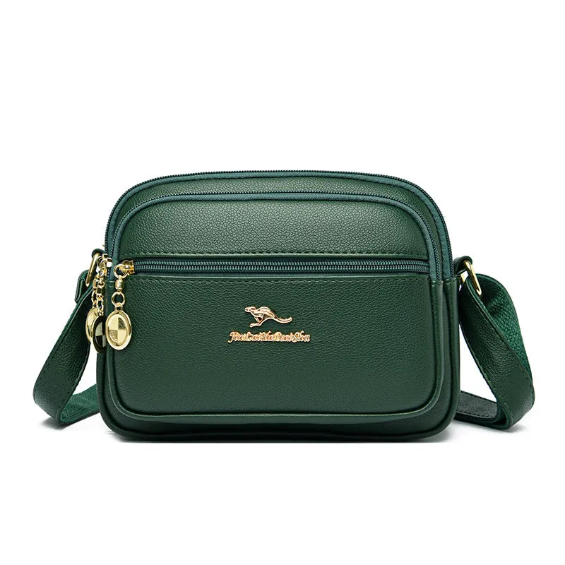 Women's Simple Soft Leather Send Mother Portable Shoulder Bags