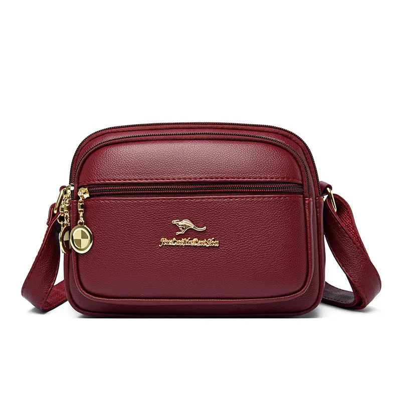 Women's Simple Soft Leather Send Mother Portable Shoulder Bags