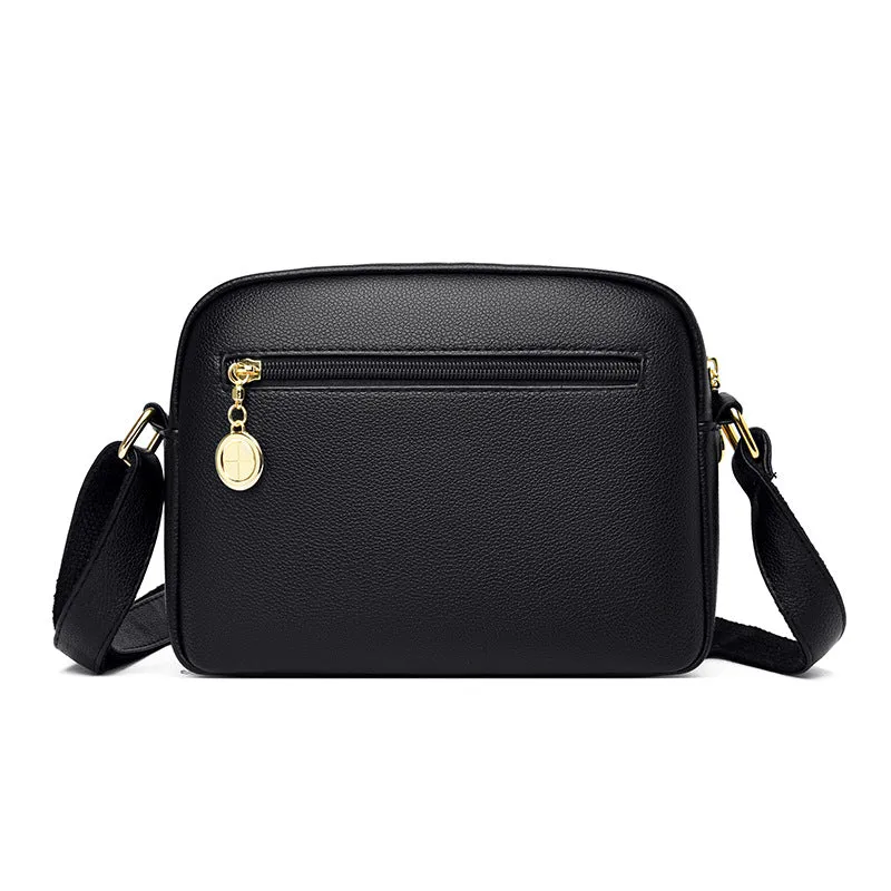 Women's Simple Soft Leather Send Mother Portable Shoulder Bags