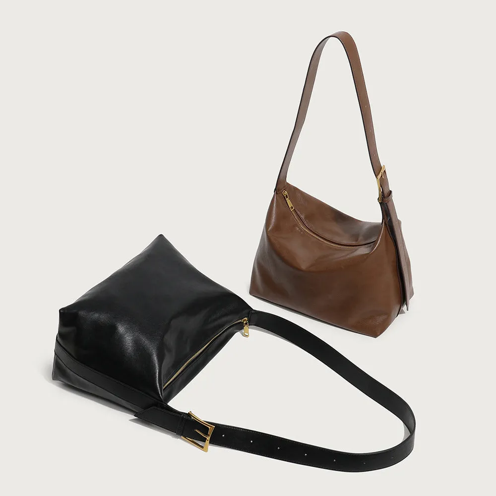 Women's Versatile Retro Fashion Soft Leather Commuter Shoulder Bags
