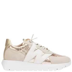 Wonders Beige & Metallic Gold Summer Sneakers