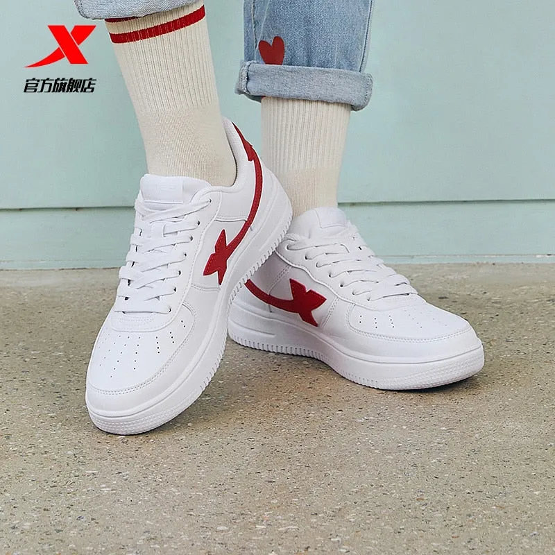 Xtep Women White Skateboarding Shoes Female Spring Women's