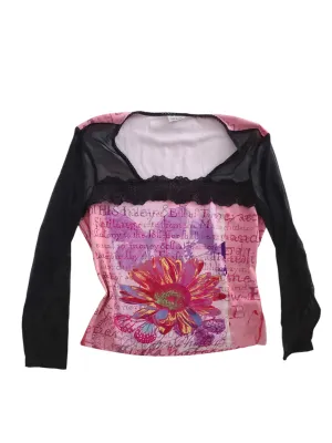 Y2k vintage mesh printed top