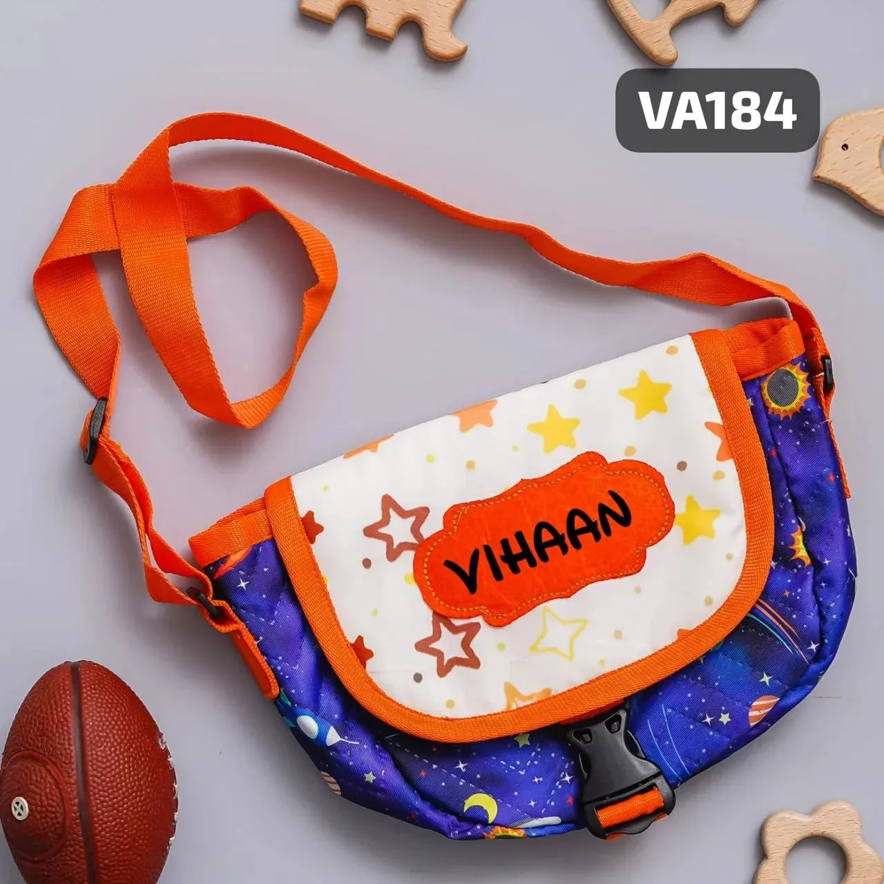 Your Gift Studio Space Print Kids Customised Sling Bag (Blue)