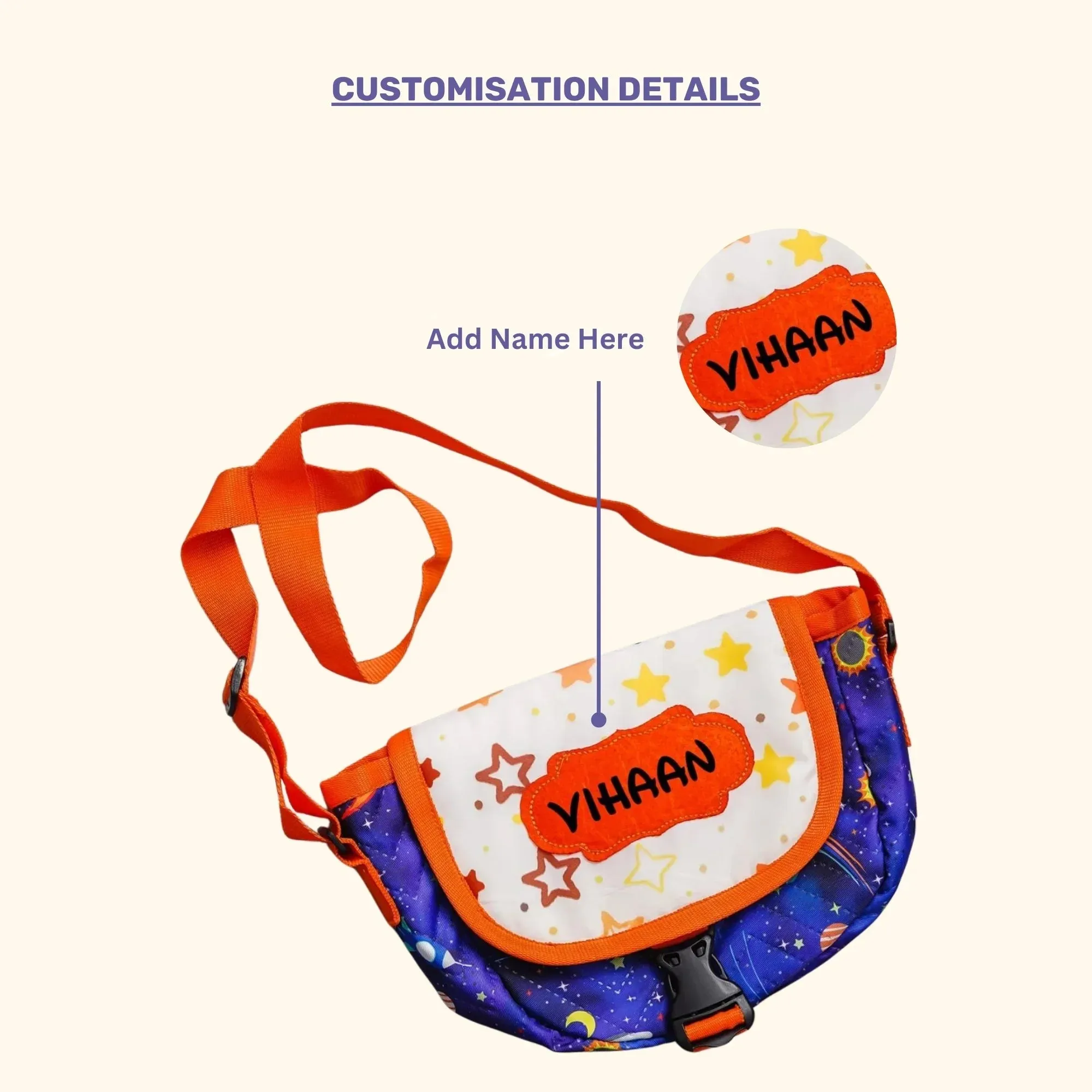 Your Gift Studio Space Print Kids Customised Sling Bag (Blue)