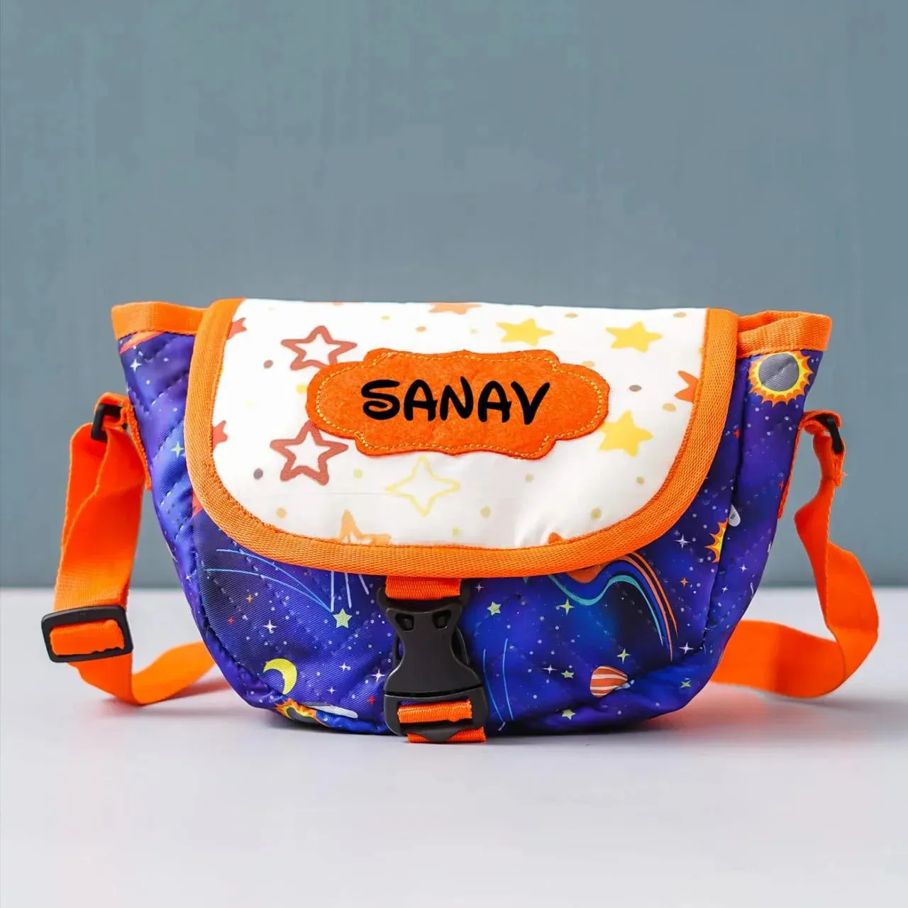 Your Gift Studio Space Print Kids Customised Sling Bag (Blue)