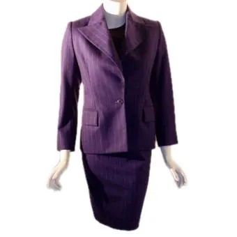 YVES SAINT LAURENT 1990s 3 pc Purple Pinstripe Suit Set